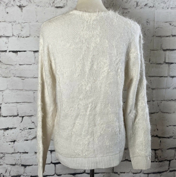 BP Ivory Leopard Animal Print Mohair Cardigan Buttoned Sweater size Small - Picture 3 of 10